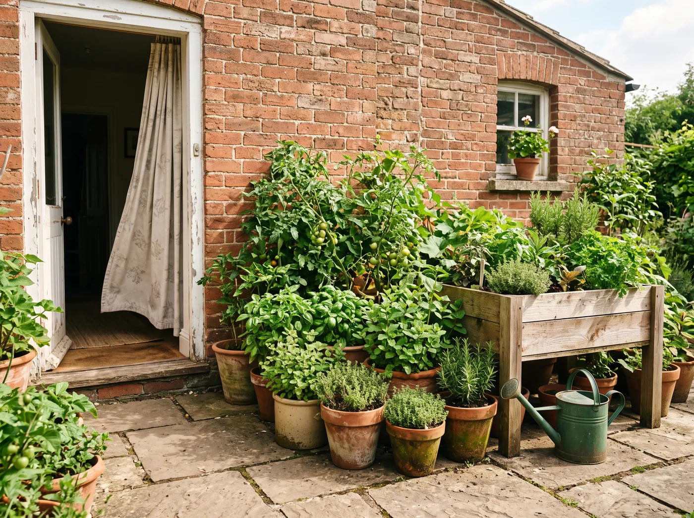 Illustrative patio planting scene Illustrative patio planting scene